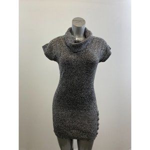 Majora Women's Cowl Neck Sweater Dress Size Large Gray Short Sleeve Acrylic